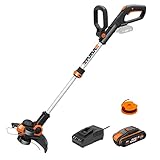 WORX 18V(20V MAX) Akku-Rasentrimmer WG163E.2, PowerShare, 2-in-1 Rasentrimmer & Kantenschneider Rasen, 90° drehbarer Trimmerkopf, Teleskopstiel, 2,0Ah Akk und Ladegerät