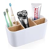 Zahnbürstenhalter mit Bambus Trennwänden, Toothbrush Holder, Elektrische Zahnbürste Halterung, Zahnbürsten Organizer Familie, Elektrische Zahnbürste Organizer