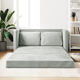 Cozynest Klappbar Bodenbett Sofa, Schlafsofa Schlafsessel mit Metallgestell, Klappsofa Sofabett für Wohnzimmer Schlafzimmer Bodensofa mit Schlaffunktion Hellgrau 122x204x55 cm Samt