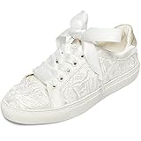 JIAJIA 8833 Hochzeitsschuhe Braut Turnschuhe Wohnungen Braut Tennisschuhe Spitze Turnschuhe Farbe Elfenbein,Größe 41 EU (7 UK)