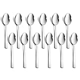 Kaffeelöffel, Herogo 12 Stück Teelöffel aus Edelstahl, 14 cm Espressolöffel Klein Löffel für Kaffee, Espresso, Tee, Nachspeise, Müsli, Vierkant-Griff, Langlebig & Spülmaschinenfest, Metall Silber