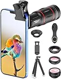 APEXEL Camera Lens Kit 18x Monocular Telescope, 0,63x Weitwinkel, 15x Makroobjektiv, 198 ° Fisheye-Objektiv, Flexibles Kamerastativ für iPhone, Samsung und die meisten Smartphones Black