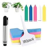 180 Stück Pflanzenschilder,PPlastik Pflanzenschilder für Draussen,Mit 1 Filzstift,Wetterfest Pflanzenstecker Zum,Beschriftungsschilder,Pflanzschilder für Gemüse, Kräuter, Blumen (Weiß+Bunt)