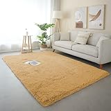 XIEMINLE Wohnzimmerteppich, zottelig, weich, große Fläche, Teppiche für Schlafzimmer, bequem, flauschig, Plüschboden, waschbar, rutschfest, Matte für Kinderzimmer, Lounge, Flur (80 x 160 cm, Khaki)