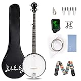 Mulucky 5-saitiges Banjo – offener Rücken, 5. Stimmwirbel, Geschenkpaket mit Einsteigerset – MB1102