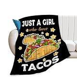 Taco-Decke für Mädchen, Just Girl Who Loves Tacos, Überwurfdecke, weich, gemütlich, warm, flauschig, Fleece, Tacos, Lebensmittel, Schlafzimmer, Dekoration, Decke, Geschenke für Kinder, Frauen, Männer,