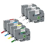 Kamo Schriftbänder 7er-Pack kompatibel Brother Schriftband P-touch Bänder TZe-231 431 531 631 731 (12mm x 8m) Weiß/Rot/Gelb/Blau/Grün, für Beschriftungsgerät PT-D210 PT-D220 PT-D200 PT-H110 PT-D400
