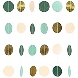 5 Stück 4 M Runde Papier Hängende Girlande Waldgrün, 65Ft Glitzer Papier Circle Dots Garland Grün, Gartenparty Deko Draußen, Girlande Hochzeit, Deko Geburtstag Garland Grün, Deko Salbeigrün