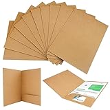12 Stück Dokumentenmappe A4 Pappe, Dokumentenmappe A4 Kraftpapier mit Tasche, Aktendeckel A4 Pappe mit Kartenschlitz, A4 Präsentationsmappen Braun, Aktenmappe A4 Pappe, für Büro, Schule und Zuhause