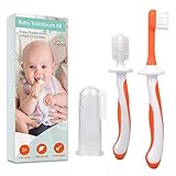 Baby-Zahnbürsten-Set (3-24 Monate) - BPA-freie Fingerzahnbürste Baby, Baby Zahnbürste & Kinder Zahnbürste (Kleinkind) - Komplettes Babyzahnbürstenset (Orange) - Cherish Baby Care