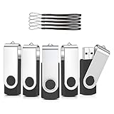 USB Sticks 32GB 5 Stück, AreTop Speicherstick Rotate Metall Mehrfarbig High Speed USB 2.0 Flash Drive Pack (Schwarz)