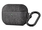 Haobobro [Wollstofftextur-Stil] AirPods Pro 3 Hülle mit Karabiner - Premium PU Leder Schutzhülle für AirPod Pro 3 - Handgefertigt für AirPod Pro 3. Generation Case Woolen Fabric Cloth Style - Schwarz
