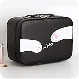 Tragbarer Reise-Make-up-Koffer, schöne Katze, Kosmetiktasche, Zubehör, Organizer, multifunktionale Werkzeugtasche (S, schwarz)