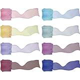 Zythrem 8 Rolls Farbe Organzaband, 4cm x 10m Transparentes Geschenkband, Farbiges Chiffonband, Tüllband Hochzeit Schleifenband, Blumenstrauß, Dekoration, Geschenkverpackung