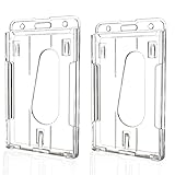 Teskyer 2 Stück Ausweishülle, ID Ausweishalter, Kartenhülle, Transparent, Starr, Hartplastik, für Büro, Bus, Vertikal