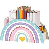 Forreen Stiftehalter Kinder, Schreibtischorganizer aus Holz Kreativ Regenbogen Stifte Organizer Multifunktions Tisch-Organizer für Kinder Büromaterial, Klassenzimmer Organisation