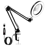 Lupe mit Licht und Ständer, 10X Lupenleuchte, Tischlupe mit Licht und Ständer für 3 Farbmodi 10 Helligkeitsstufen, für handwerkliche Reparaturen, Diamond Painting Zubehör