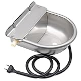 BREUAILY Beheiztes Frostschutz TräNkebecken 25W 220V Automatisches Thermostat Hunde Tränke Edelstahl Tränkebecken Pferd Beheizbar mit Einstellbarem Schwimmerventil und Abflussloch für Rinder Pferd