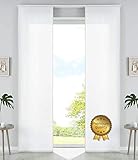 2er Set Schiebegardinen Flächenvorhänge Mikrofaser Vorhang Gardine Schiebe HxB 245x60 cm Weiß Deluxe Matt Paneelwagen Beschwerungsstangen, 85600N2