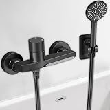 Badewannenarmatur Wasserfall mit Handbrause, Duscharmatur Badewanne mit Schlauch und Wandhalterung, Mischbatterie Dusche Wasserhahn Amaturen Set, Armatur Badewannen aus Messing für Bad
