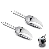 Eisschaufel, 2er-Set Futterschaufel, Abwiegeschaufel, Teeschaufel, Mehlschaufel, Nicht magnetischer Edelstahl Schaufel für Bar, Küchen, Büfett und Party,Vielseitig & Spülmaschinenfest, Silber