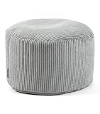 mokebo® Pouf, Hocker o. Sitzhocker aus Cord 30x50 cm 'Der Faule Lenz', Bodenkissen in Grau, Fußhocker, Indoor Sitzkissen rund aus Stoff, Puff, Sitzpouf, kuschelig & weich, mit EPS-Perlen Füllung