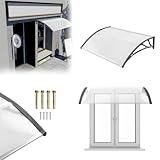 LARS360 Vordach für Haustür, Überdachung 150x100cm, Pultbogenvordach aus Polycarbonat und Aluminium, Transparentes Sonnenschutz und Regenschutz, Grau