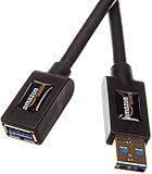 Amazon Basics USB 3.0-Verlängerungskabel (A-Stecker auf A-Buchse) 3 m (Abwärtskompatibilität zu USB 2.0 und 1.1), Schwarz, Kompatibel mit Personal Computer