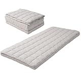EMOOR Japanische Dreifach Gefaltete Futon-Matratze Machi mit Matratzenauflage 90 x 202 cm Grau, Zwickel Faltbar Verstaubar Waschbar Bodenschlaf-Gästebett Tatami-Matte
