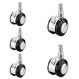 Stuhlrolle für Büro, keine Matte erforderlich, um 360 Grad drehbar, Bürostuhl-Rollen, geeignet für alle Böden (schwarz), Rollen für Trolley, Möbel (Größe: 2 Zoll Sicherungsring-Typ (5 Stück)