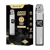 SMOK Arco Digi Pod Kit E Zigarette 1300mAh Akku 5W-30W Leistungsbereich 3ml Nachfüll Pod Top Fill Type C Schnellladung 0.84 Zoll LCD Display Kompatibel Mit Arco Pod Cartridge Ohne Nikotin Silber