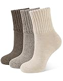CLOSEMATE Thermosocken Damen Socken 3 Paar Wintersocken Warme Dicke Gestrickte Stricksocken Gekämmte Baumwollsocken Haussocken 35-38 39-42 1Espressobraun 1Milchkaffeebraun 1Hellbraun