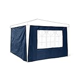 Relaxdays Pavillon-Seitenteile 2-er Set für 3 x 3 m Pavillons Seitenwand mit Fenster für Gartenpavillon und Faltpavillon 2 Teile mit Klettverschluss als Windschutz und Sichtschutz für Partyzelt, blau