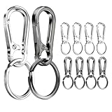 10 Stück Karabiner Schlüsselanhänger 2 Farben Karabinerhaken Schlüsselanhänger Klein Schlüsselring mit Karabiner für Aufhängen im Rucksack Autoschlüssel (Silber/Grau Schwarz)