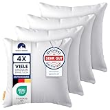 Gentle North Kopfkissen (40x40 cm groß) - 4er Set Kissen für Bett und als Dekokissen - Mit Reißverschluss für Füllung - Sofakissen - Zierkissen für Couch und Sofa - Ökotex - Waschbar bis 60° - Weiß