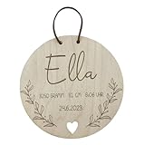Holzschild mit Geburtsdaten | personalisiertes Namensschild | personalisiertes Geschenk zur Geburt mit Namen (10 cm)
