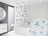 KS Basic DUSCHROLLO 140x240 cm DUSCHVORHANG Modell Oceanic Weiss BLAU BRAUN! Shower Rollo Curtain!