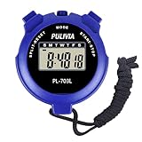 PULIVIA Sports Stopwatch Timer Lap Split Digital Stopwatch with Clock Calendar Alarm, Stopwatch for Coaches Swimming Running Sports Training, Blue