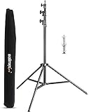 Walimex pro AIR 290 Deluxe Lampenstativ 290 cm - Lichtstativ mit Luftfederung Höhe max 290 cm, 7 kg Traglast, stabil und vielseitig, Aluminium, Leuchtenstativ für Fotografie Studio Outdoor, Schwarz