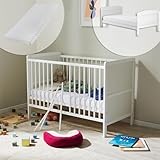 Kids Collective Babybett mitwachsend mit Matratze Kinderbett Gitterbett Beistellbett 60x120 Rausfallschutz Baby Kleinkind Kinder Bett komplett Set höhenverstellbar & herausnehmbare Sprossen Holz, weiß