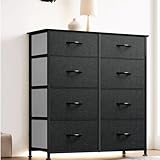 YITAHOME Kommode,Kommode mit 8 Schubladen,Schrank,Stoffschubladen mit Griffen,Kommodenschrank mit Stabiler Stahlrahmen,Dauerhaft,Schwarz Grau
