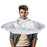 Friseurumhang mit Auffang, Wasserdicht Und Faltbar Haarschneideumhang Erwachsene, Umhang Haare Schneiden Friseur Umhang für Friseur, Colorierung, Haarschnitt, Styling, Bartpflege (Silber) (Silber)
