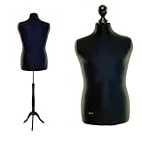 LUCCESI Schneiderpuppe | Damen (S-XL) / Herren (L) | Torso Männlich (Male ♂) | Größe L (Large/50-52) | Wechselbezug schwarz | Standfuss schwarz | Schaufensterpuppe