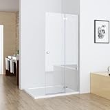 MIQU Nischentür 100 x 195 cm Walk in Duschabtrennung Duschwand für Dusche Pendeltür Duschtür Scharniertür aus ESG Glas Rahmenlos duschtrennwand ohne Duschwanne