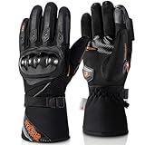 BORLENI Winter Motorradhandschuhe Herren, Motorrad Handschuhe Herr Warm Winterhandschuhe Wasserdicht Winddichte mit Touchscreen Knöchelschutz Schwarz M