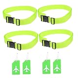ORFOFE Verstellbares Koffergurt mit Hellgrünen Gepäckgurten und Kofferanhängern Langlebig Schnelles Lösen für Reisekoffer und Trolleys Sicherer Halt Individuell Anpassbar