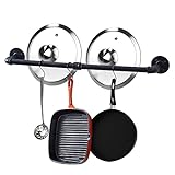 Wandhalterung Topfstange 80 cm abnehmbare Badezimmer-Handtuchstange, Küchenutensilienständer mit abnehmbaren S-Haken, Wandmontage, Küchenutensilienhalter, Organizer für Utensilien, Topf, Pfannendeckel