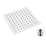Regenduschkopf 304 Edelstahl Ultra Dünn Leistungsstarker Hochdruck Strahl Spray Badezimmer Regendusche Kopf (Quadratisch 20,3 cm)