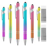 AUAUY Kugelschreiber, 2 in 1 Soft-Touch-Kugelschreiber, 6 Stück Druckkugelschreiber mit 12 Nachfüllungen, Kollegen Eingabestift Metall Stift für Schreibtisch Mitarbeiter, Abschluss, Jubiläum, Büro