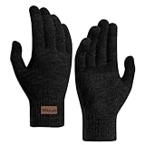 Milduall Strickhandschuhe Touchscreen, Fingerhandschuhe Winterhandschuhe Handschuhe Fäustlinge | Rutschfest und Verdickt | Ideal für Damen Herren Radfahren Outdoor, Schwarz